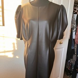 Faux leather pleated dress